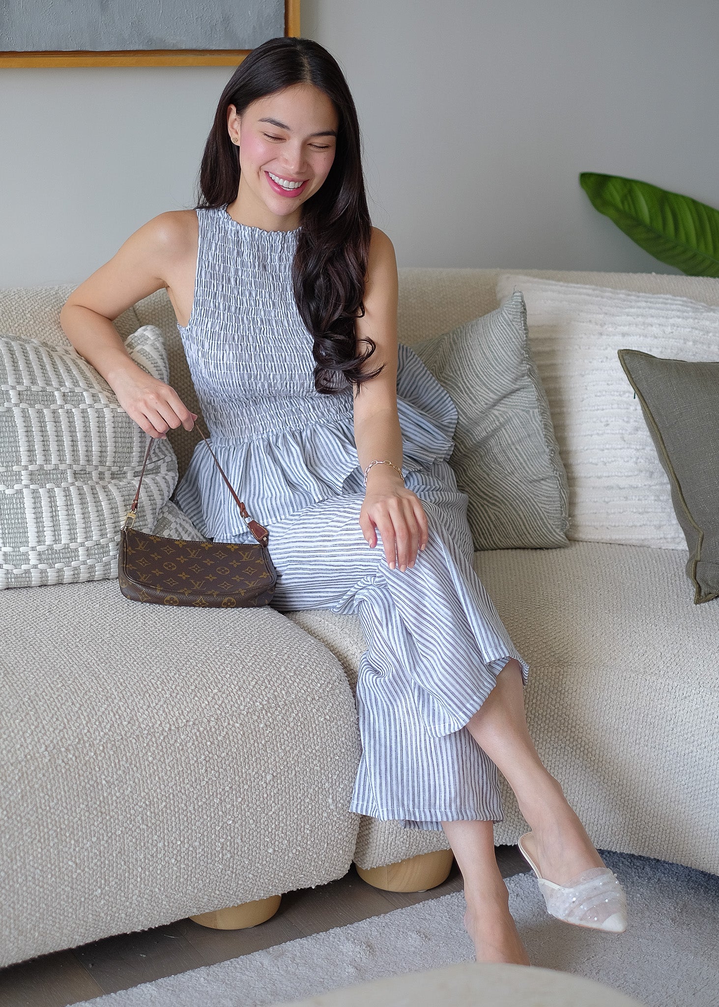 Astrid Set pinstripe – black
