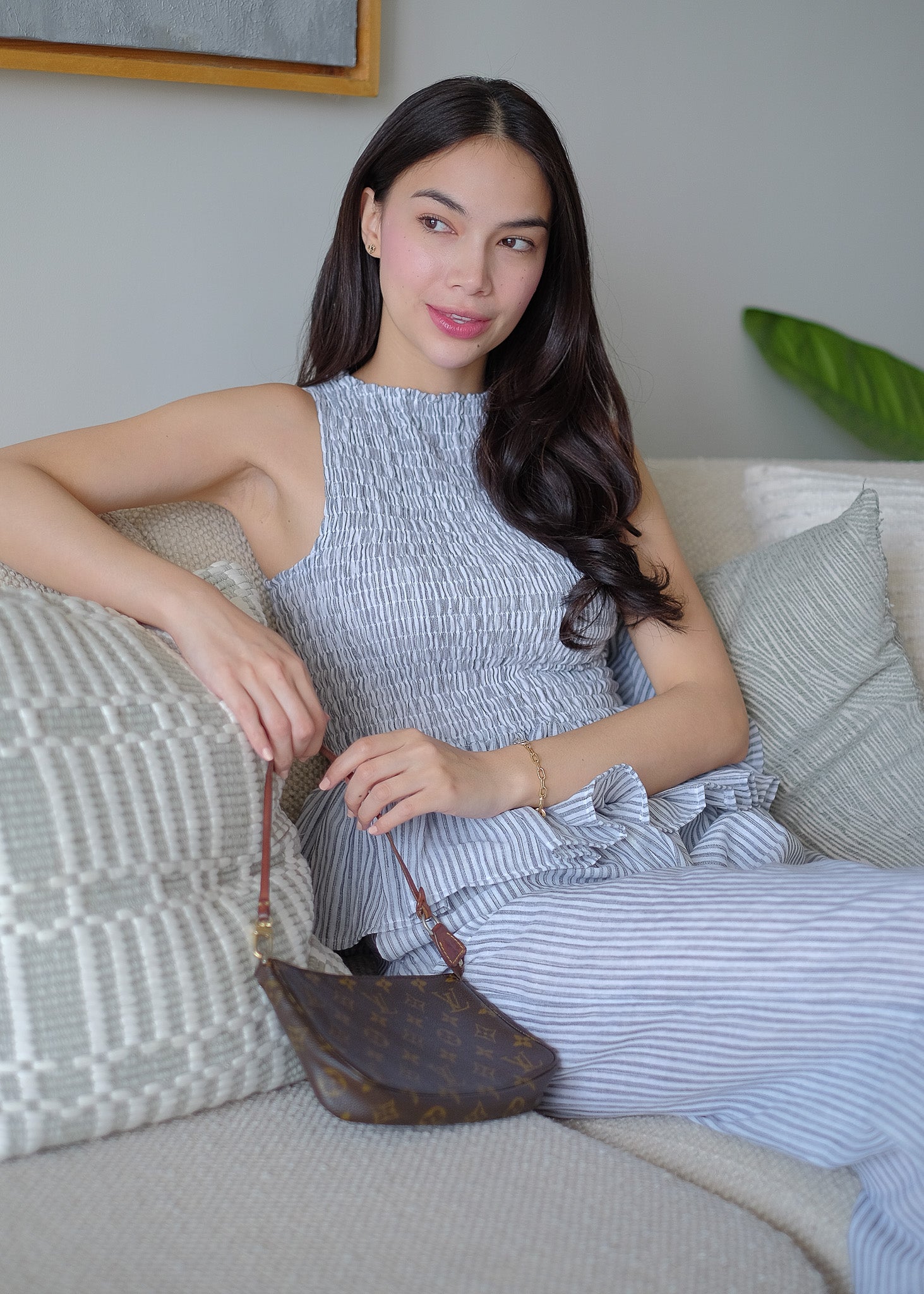 Astrid Set pinstripe – black