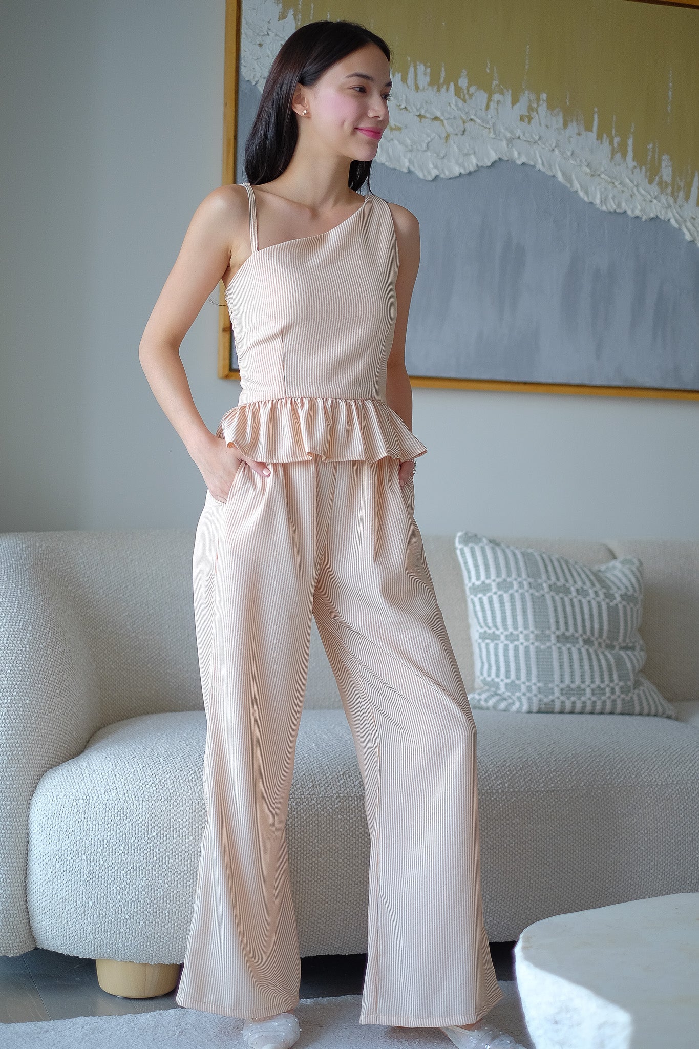 The Valeria Co-ord - apricot stripe
