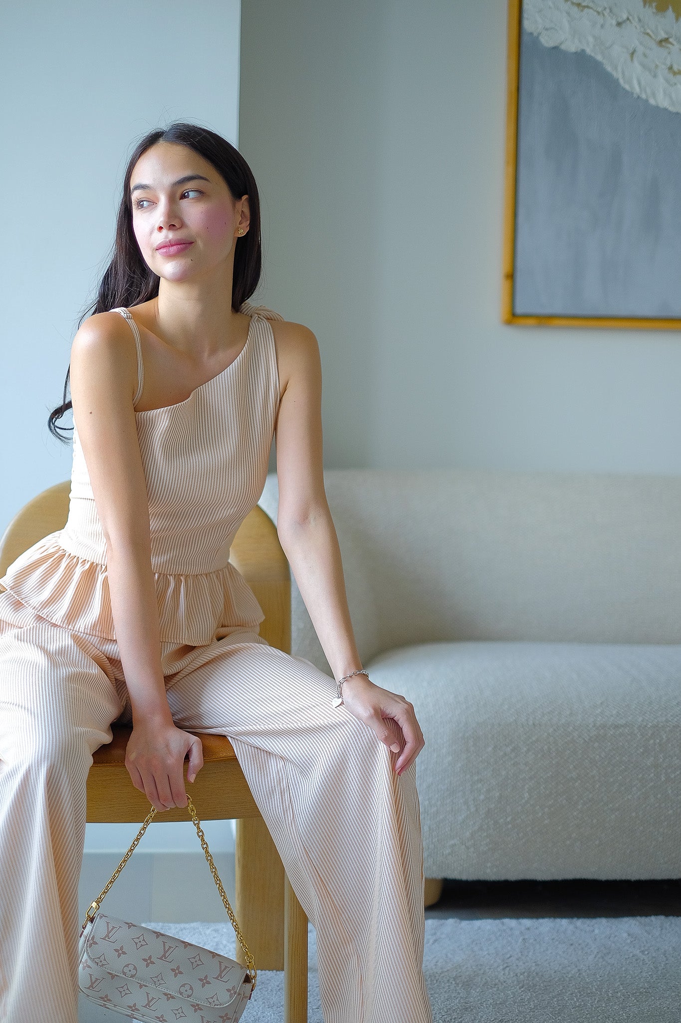 The Valeria Co-ord - apricot stripe