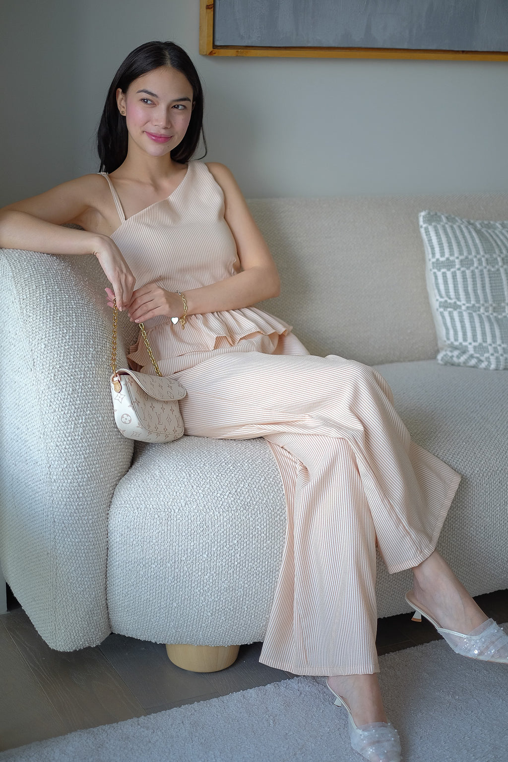 The Valeria Co-ord - apricot stripe