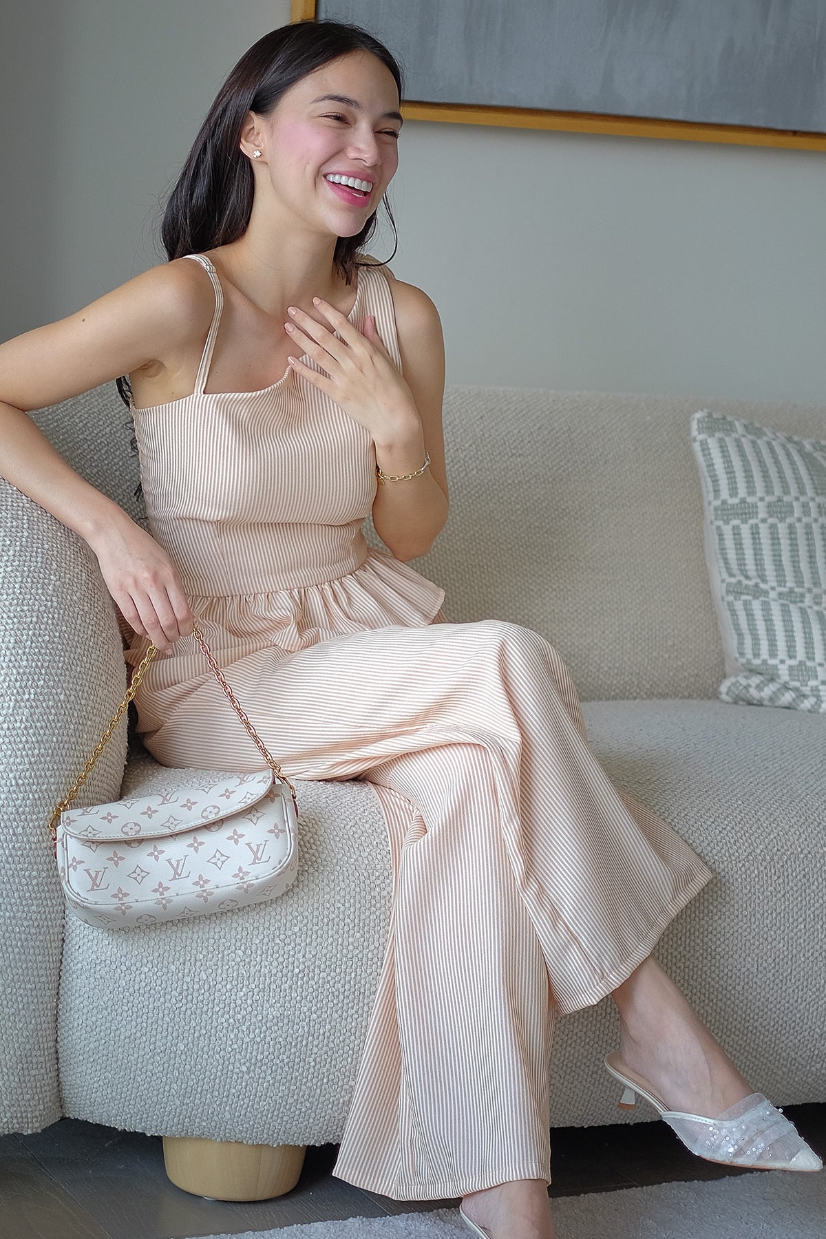 The Valeria Co-ord - apricot stripe