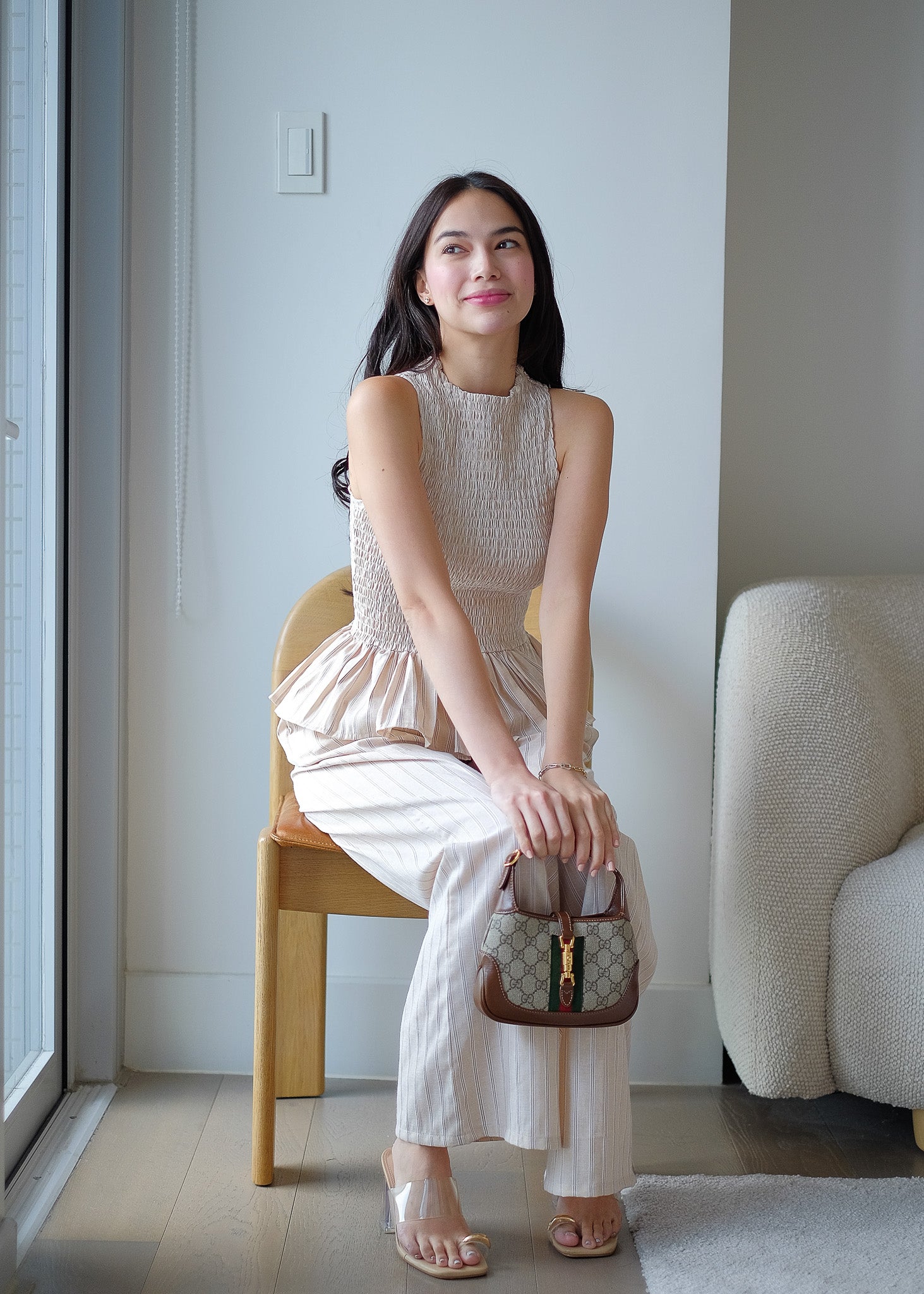 Astrid Set textured stripes – nude
