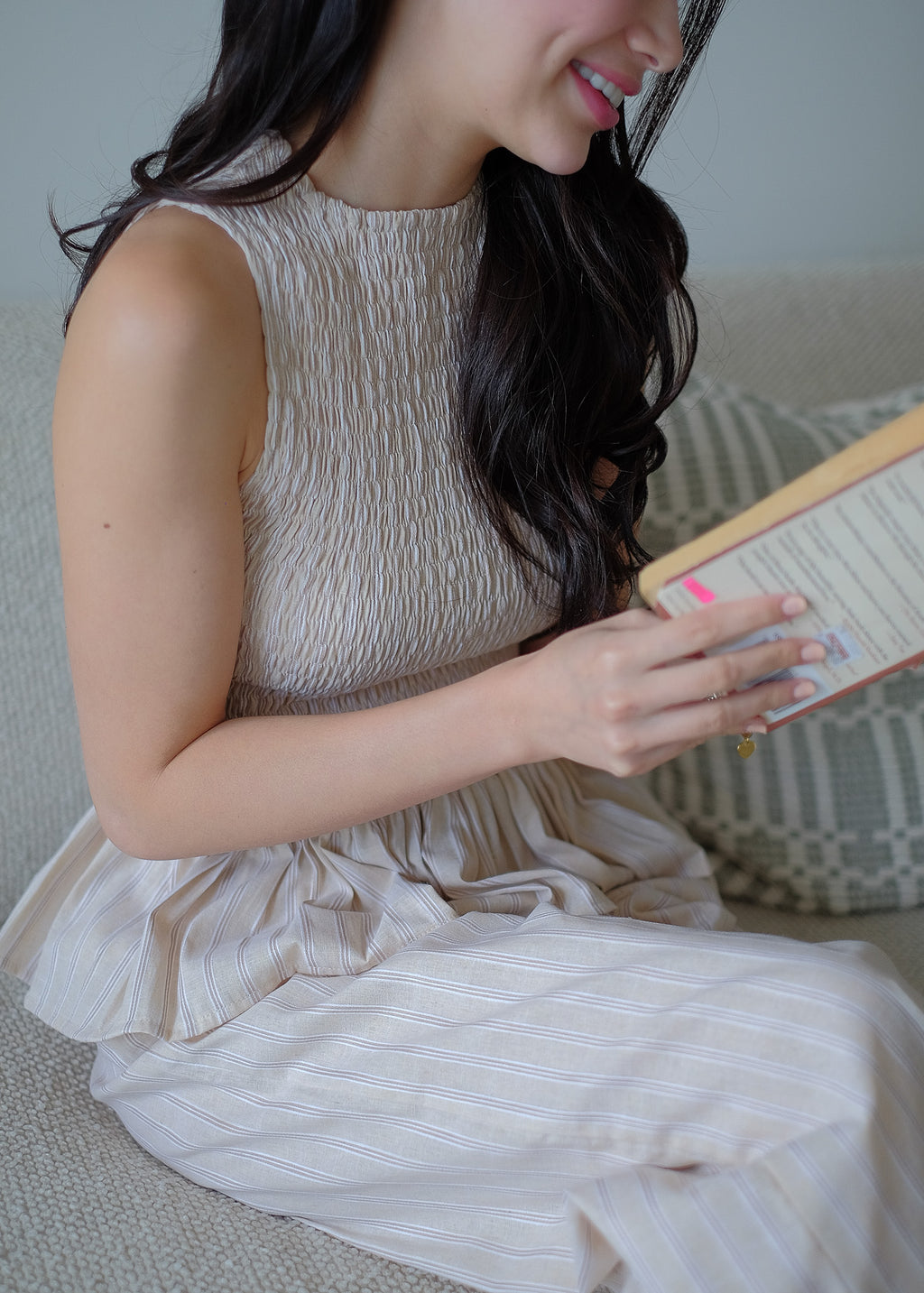 Astrid Set textured stripes – nude