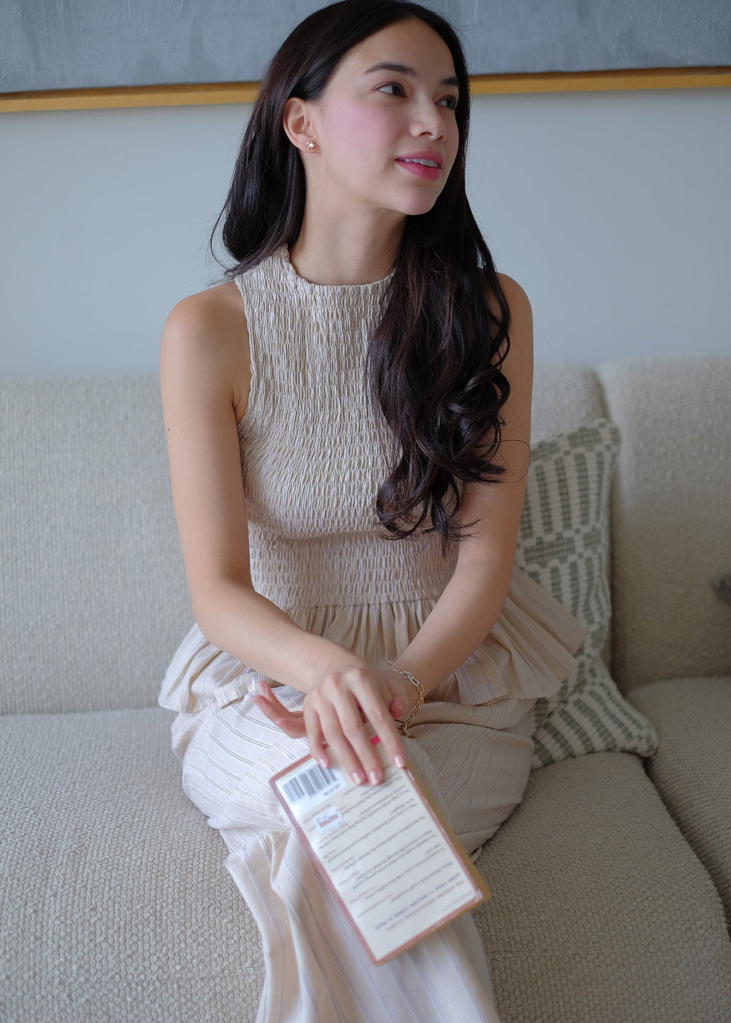 Astrid Set textured stripes – nude