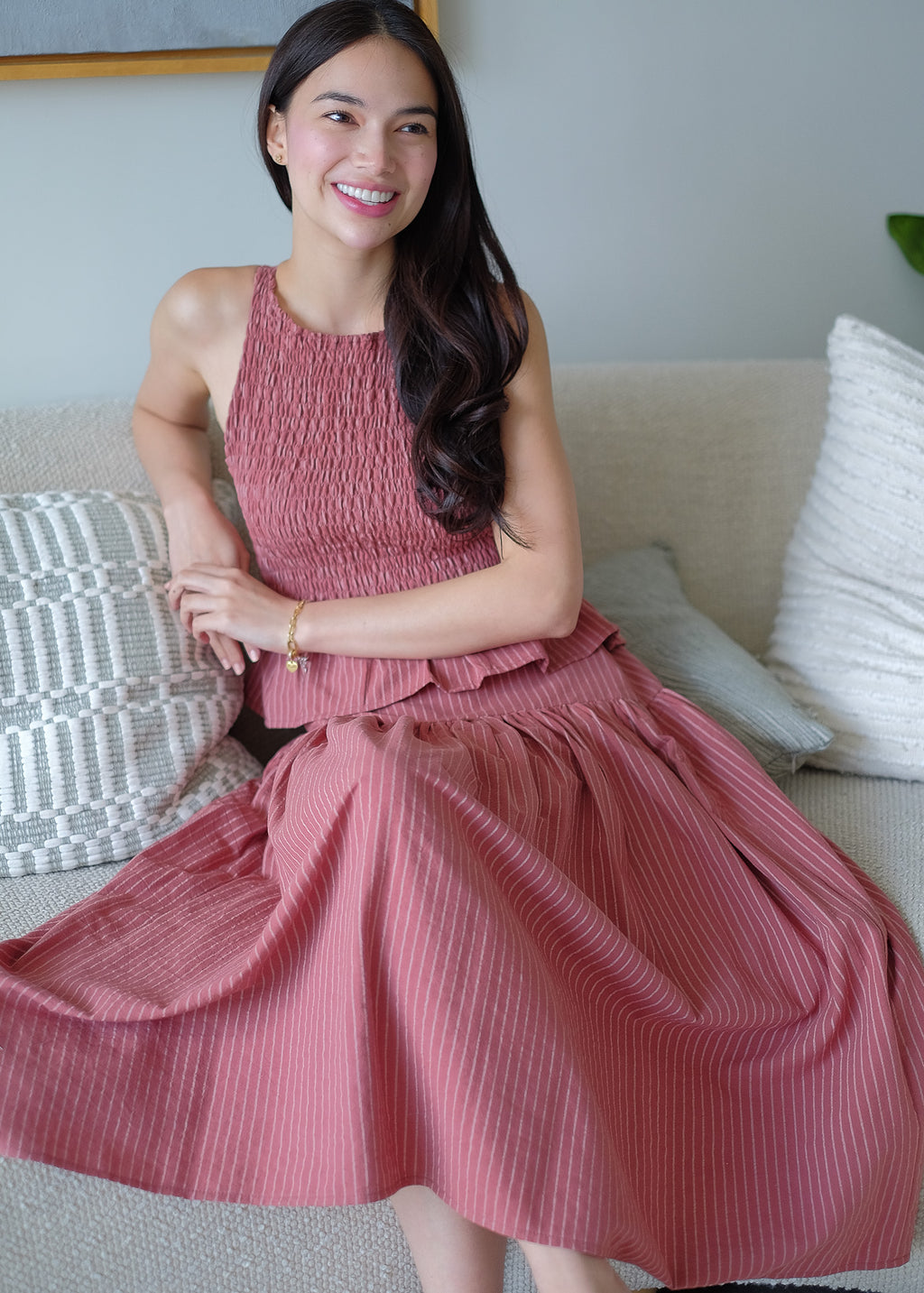 Amara Set pinstripe – redwood
