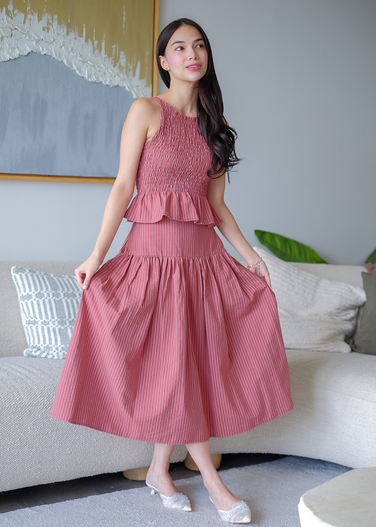 Amara Set pinstripe – redwood
