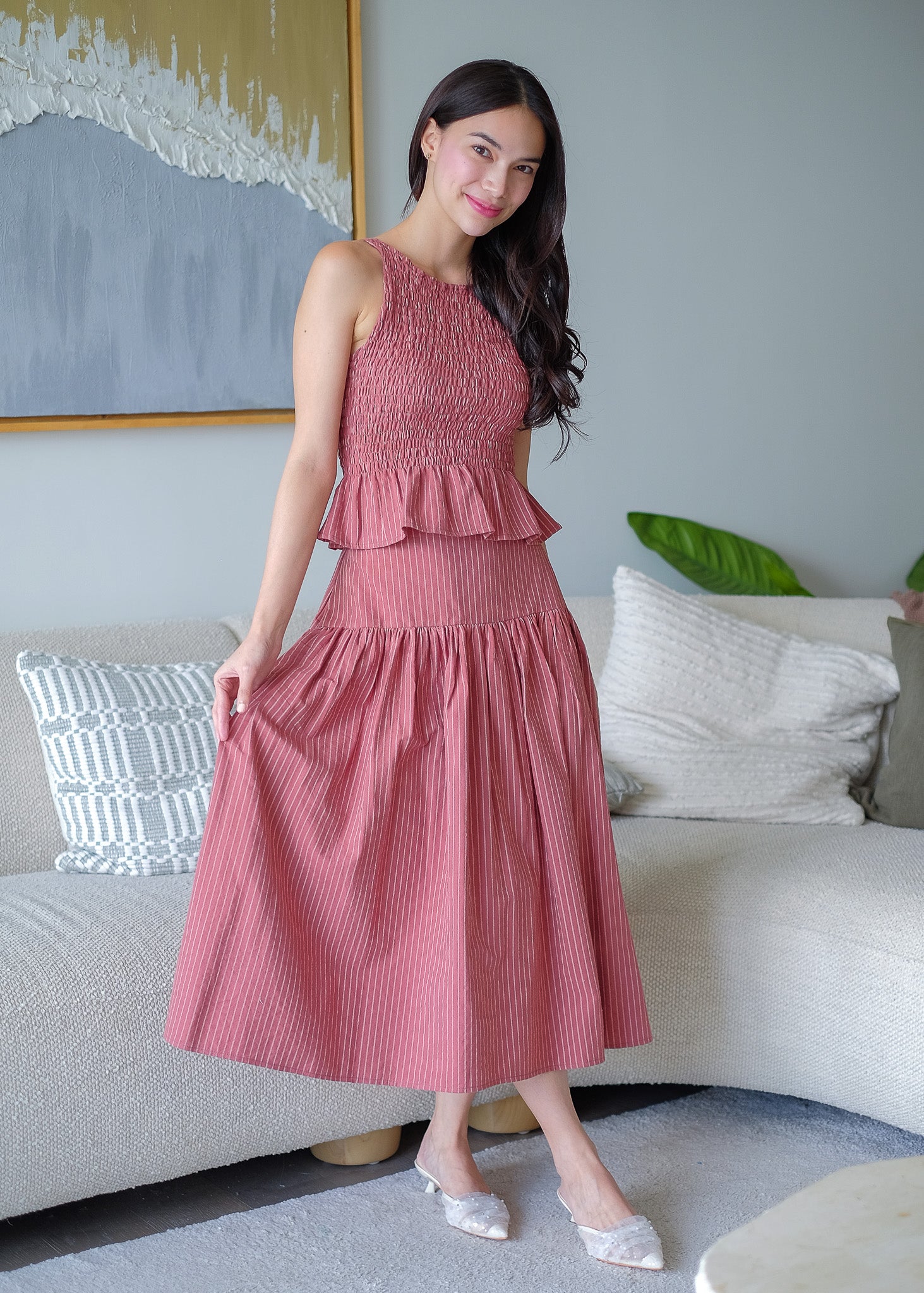 Amara Set pinstripe – redwood