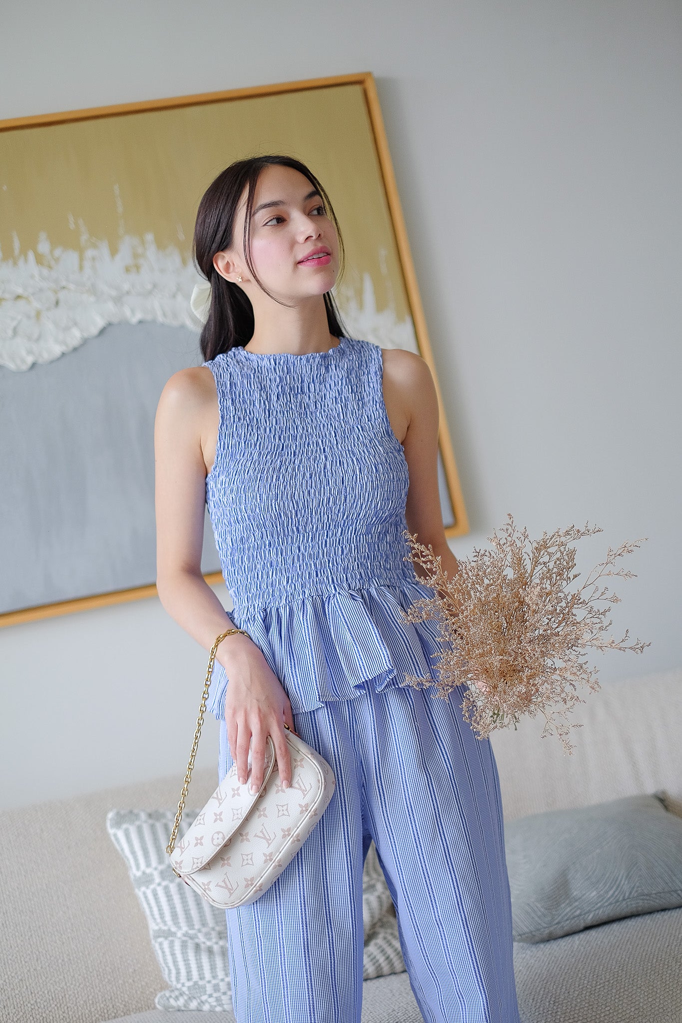Astrid Set textured stripes– rich indigo