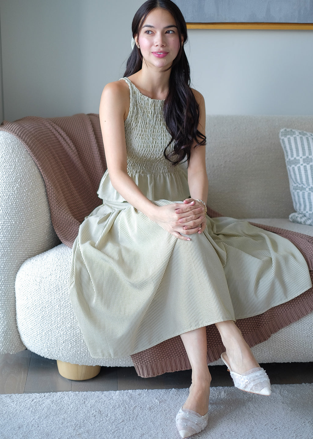 Amara Set pinstripe – moss
