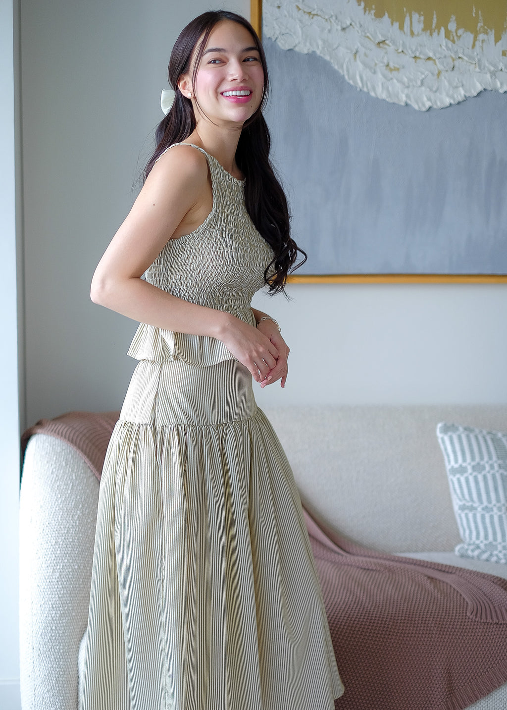 Amara Set pinstripe – moss