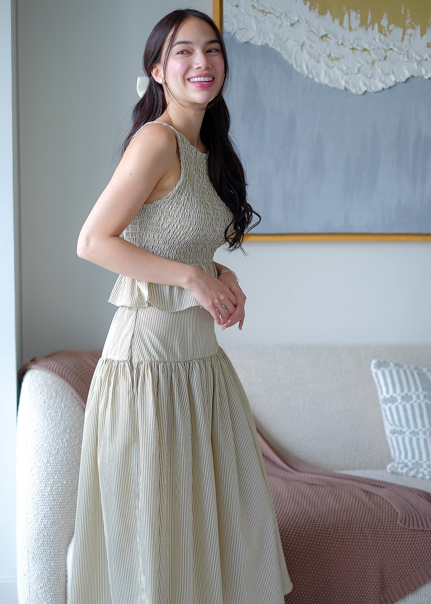 Amara Set pinstripe – moss