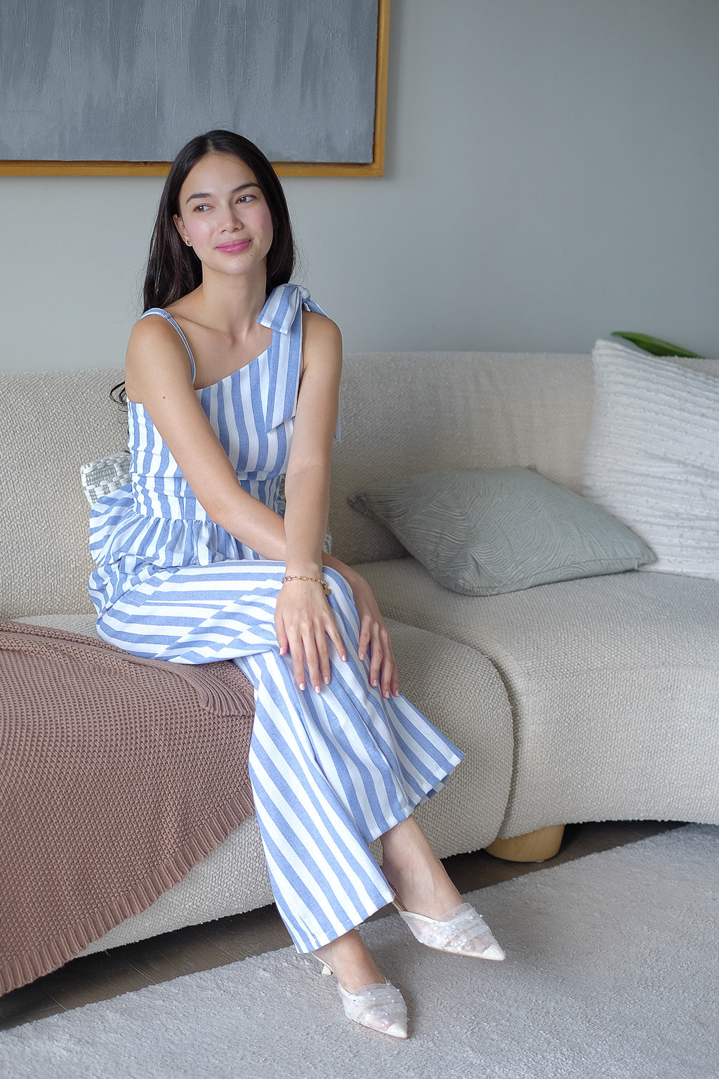 The Valeria Co-ord - cabana blue stripe