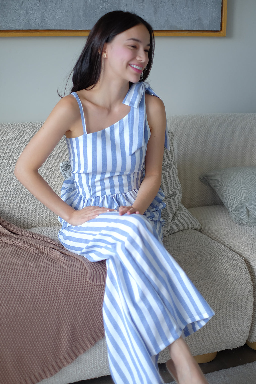 The Valeria Co-ord - cabana blue stripe