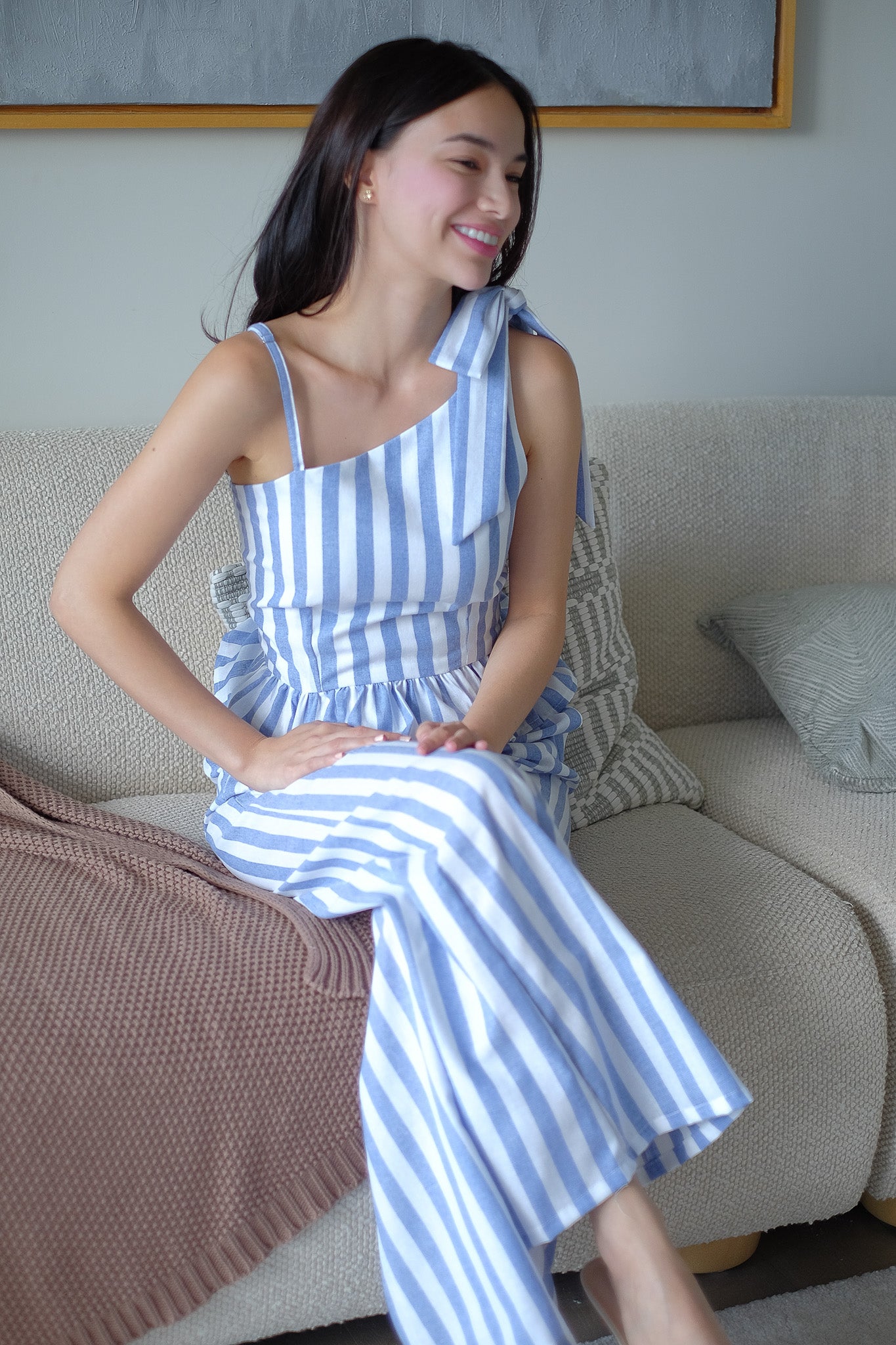The Valeria Co-ord - cabana blue stripe