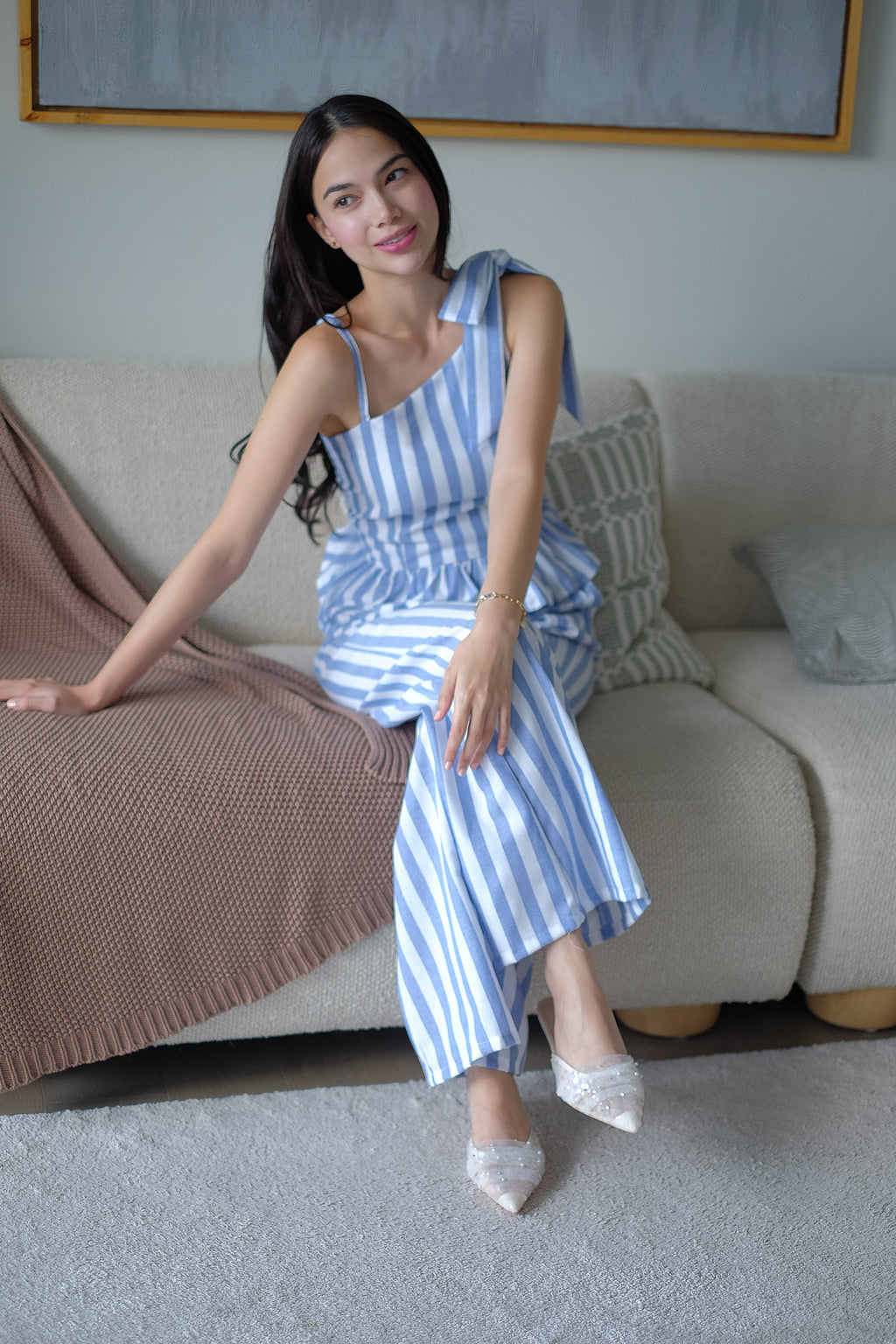 The Valeria Co-ord - cabana blue stripe
