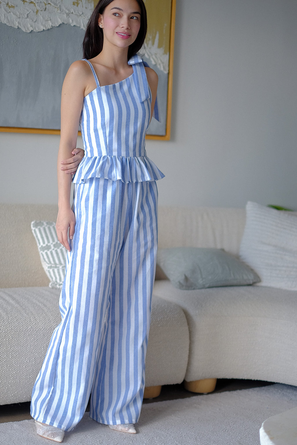 The Valeria Co-ord - cabana blue stripe
