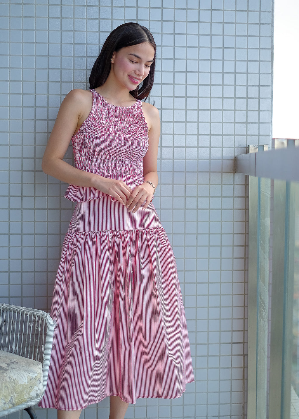 Amara Set pinstripe – red