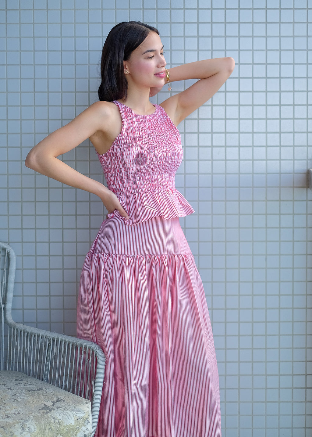 Amara Set pinstripe – red