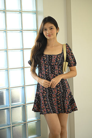 Madox Mini dress - Black Floral