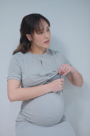 Veda Maternity Nursing Dress - Gray