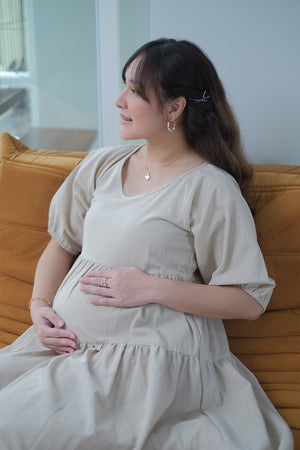Hailey Maternity Dress - Cream