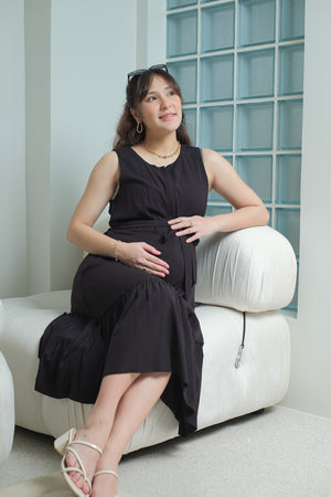 Margaret Maternity Nursing Dress - Black