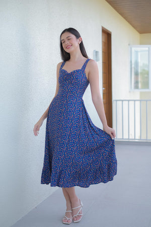 Eliana Midi Dress - printed blue