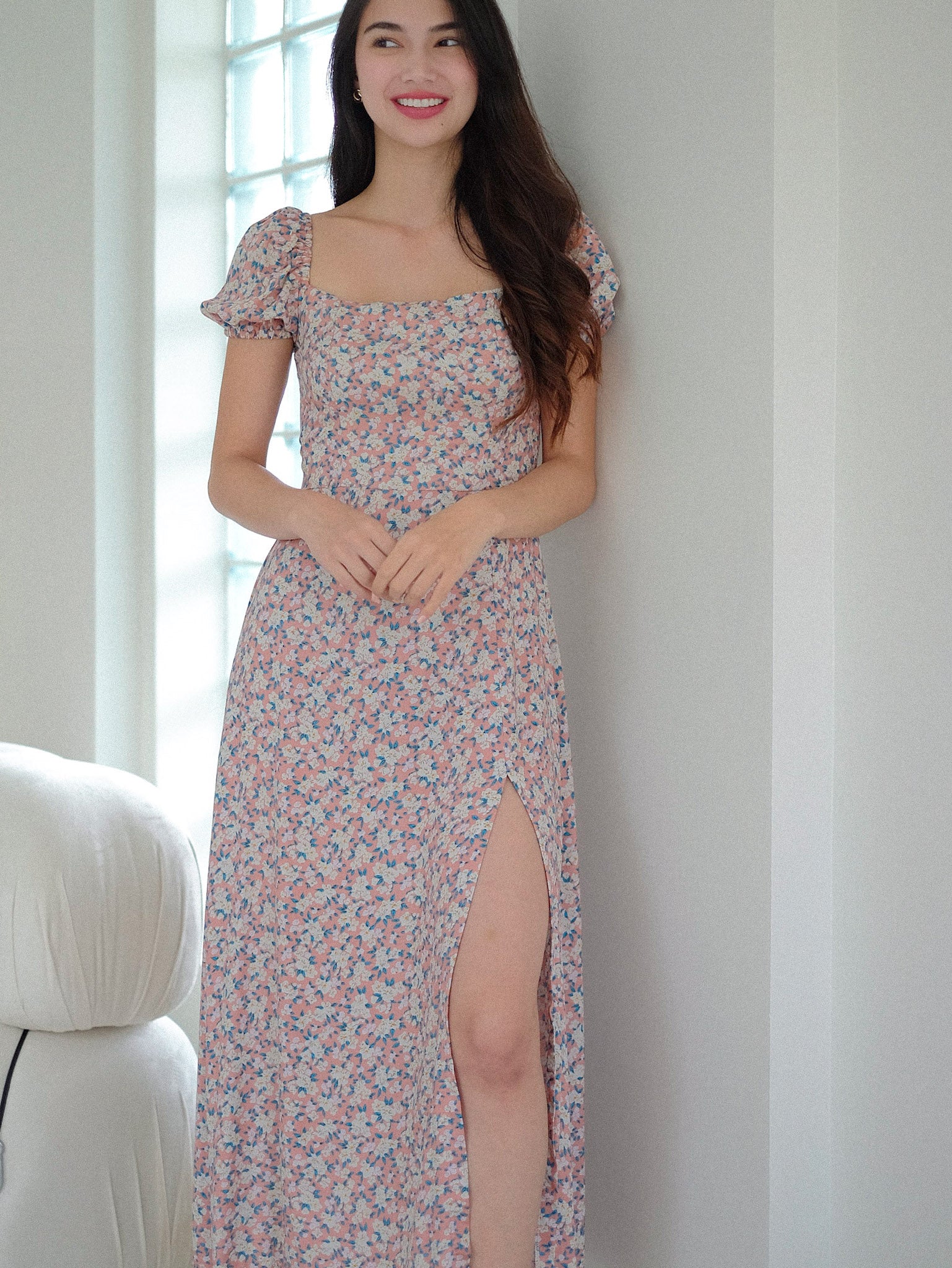 Yvonne Midi dress - Peach pink