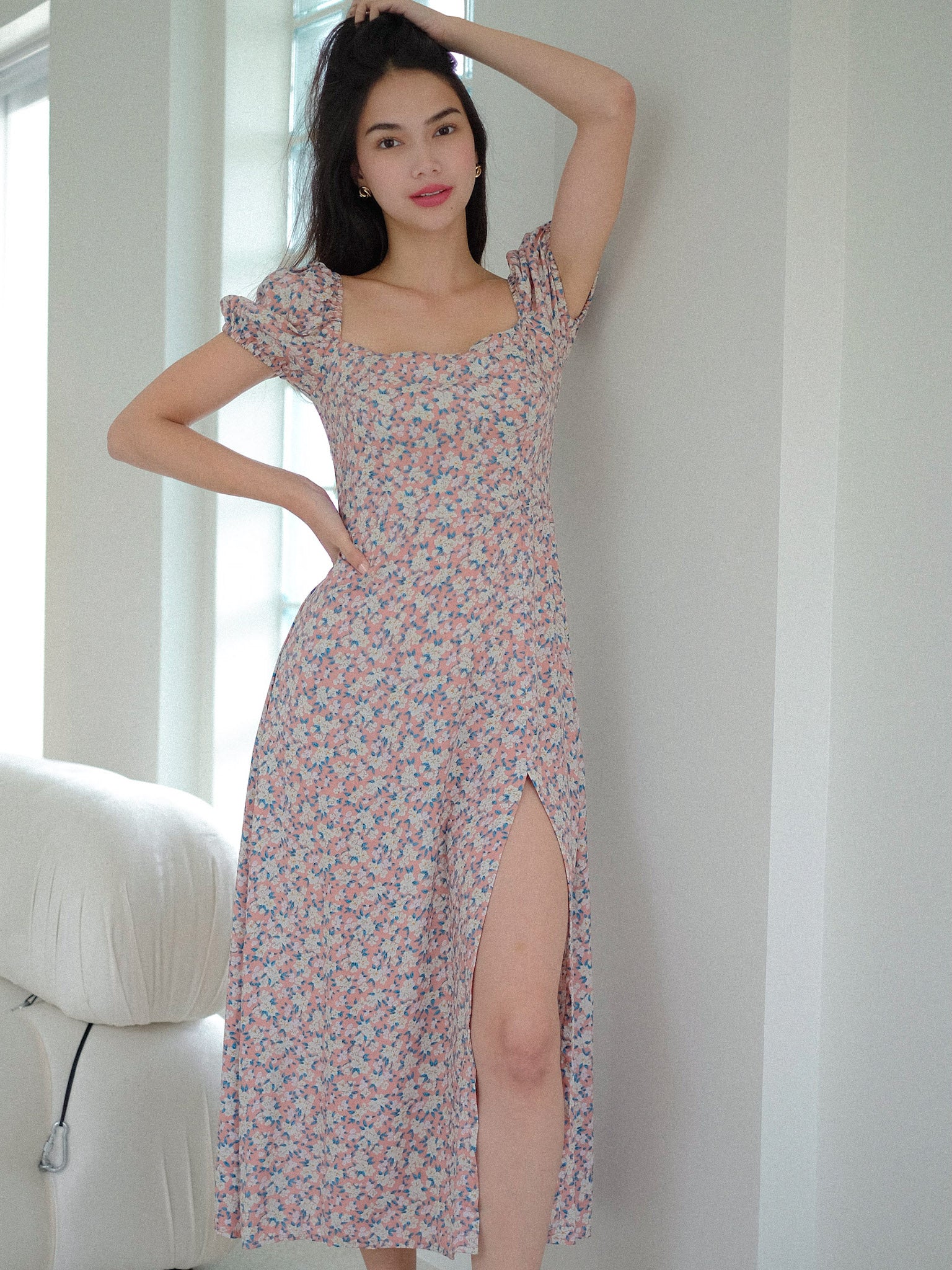 Yvonne Midi dress - Peach pink