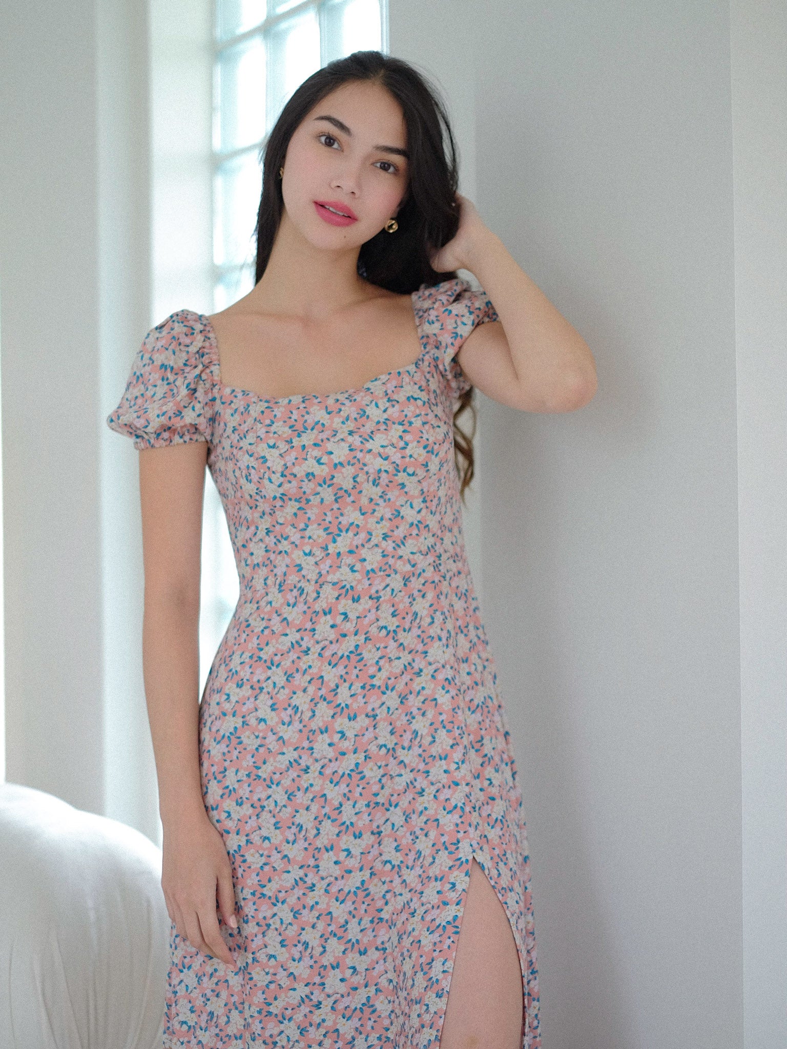 Yvonne Midi dress - Peach pink