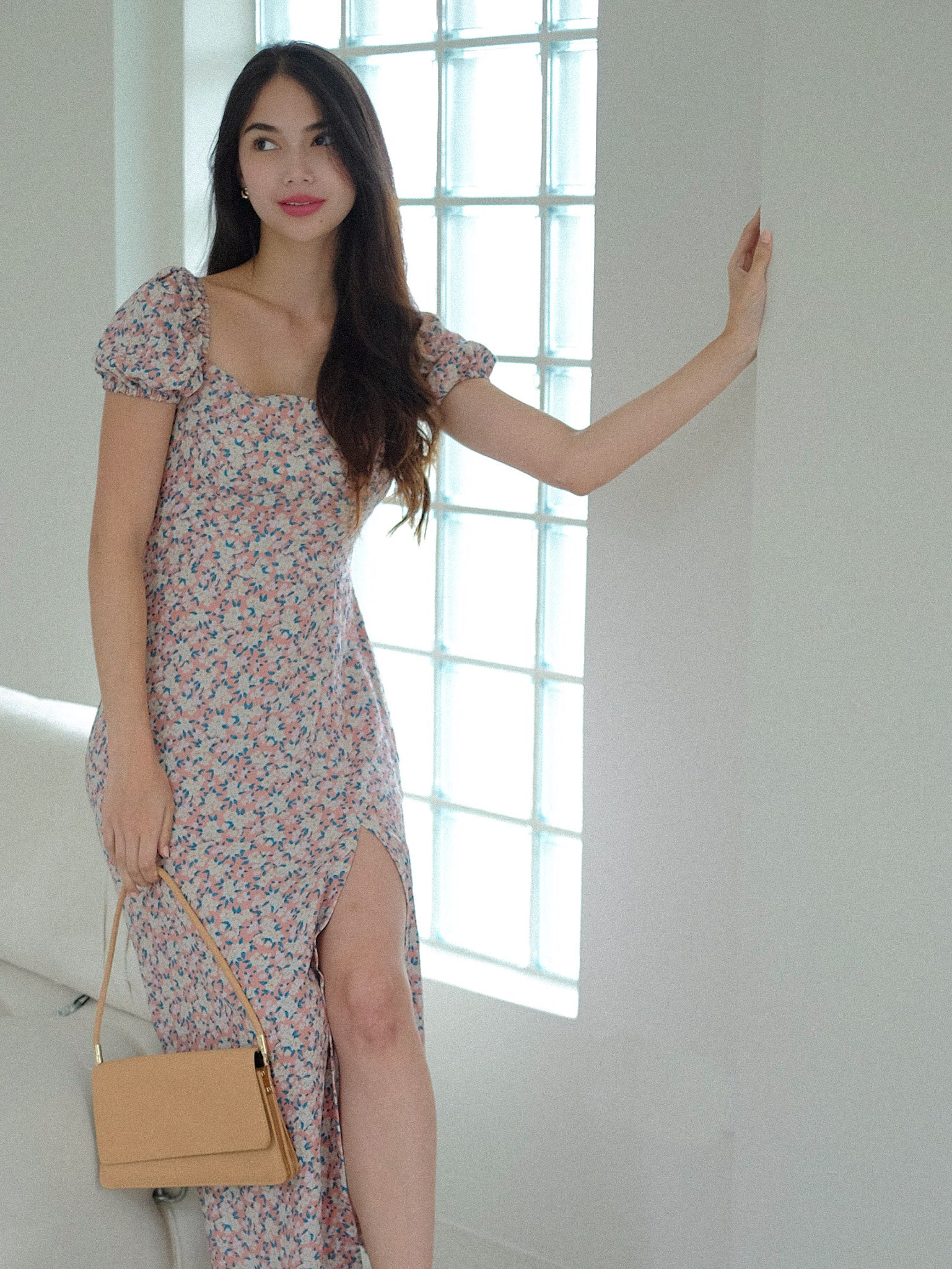 Yvonne Midi dress - Peach pink