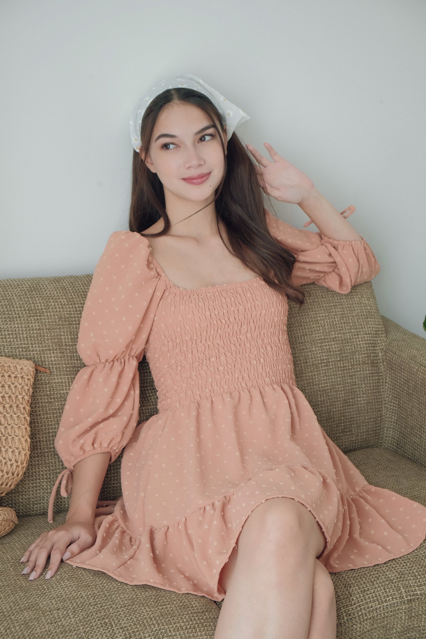 Lucy Mini Dress - Swiss dot Brown