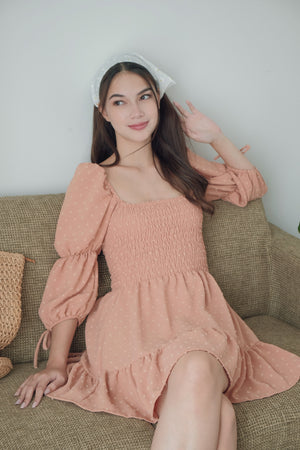 Lucy Mini Dress - Swiss dot Brown