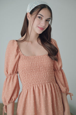 Lucy Mini Dress - Swiss dot Brown