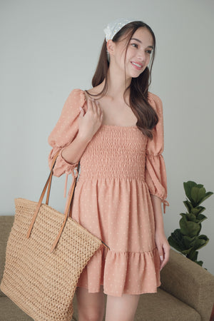 Lucy Mini Dress - Swiss dot Brown