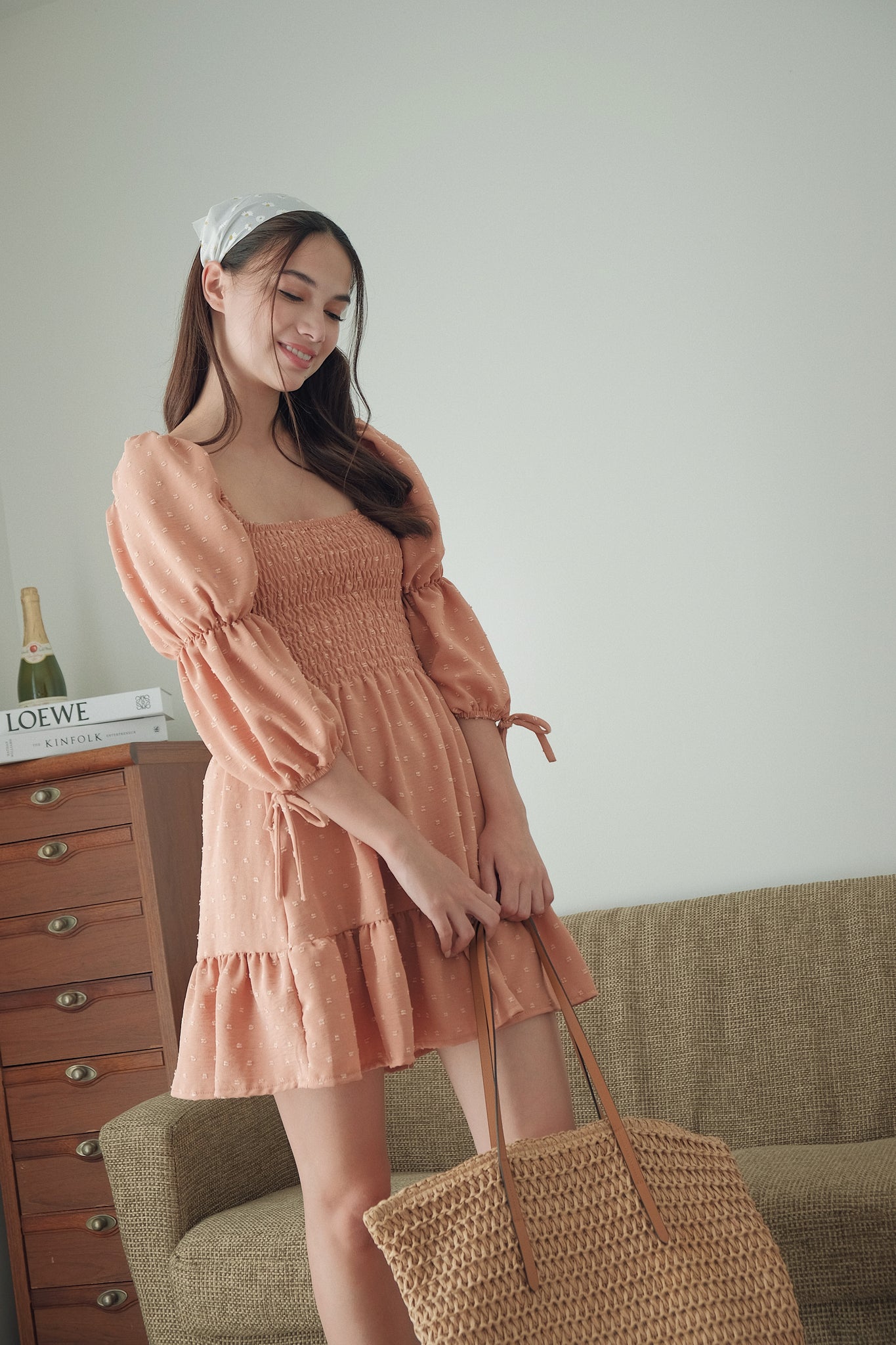 Lucy Mini Dress - Swiss dot Brown