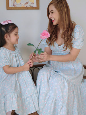 Dakota Midi Dress - powder blue floral