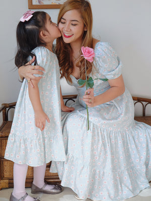 Dakota Midi Dress - powder blue floral