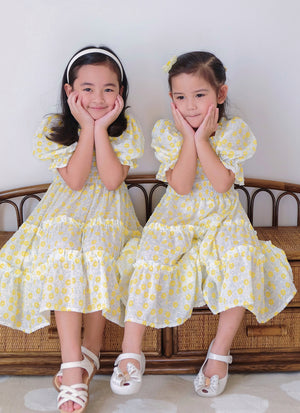 Amira dress - yellow dotted (kids)