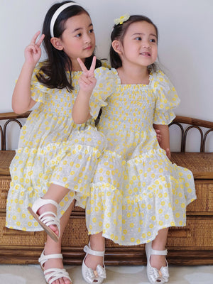Amira dress - yellow dotted (kids)