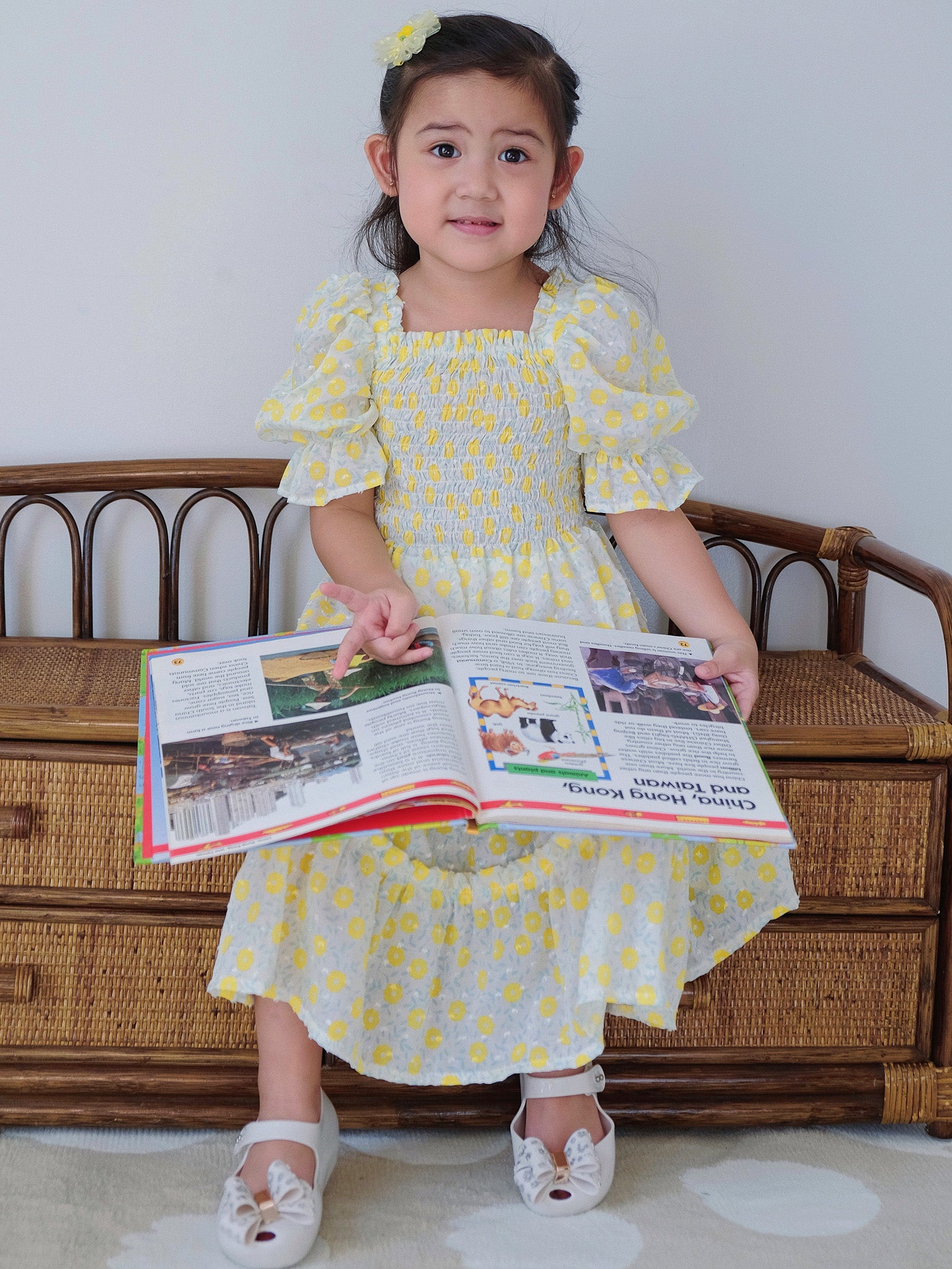 Amira dress - yellow dotted (kids)
