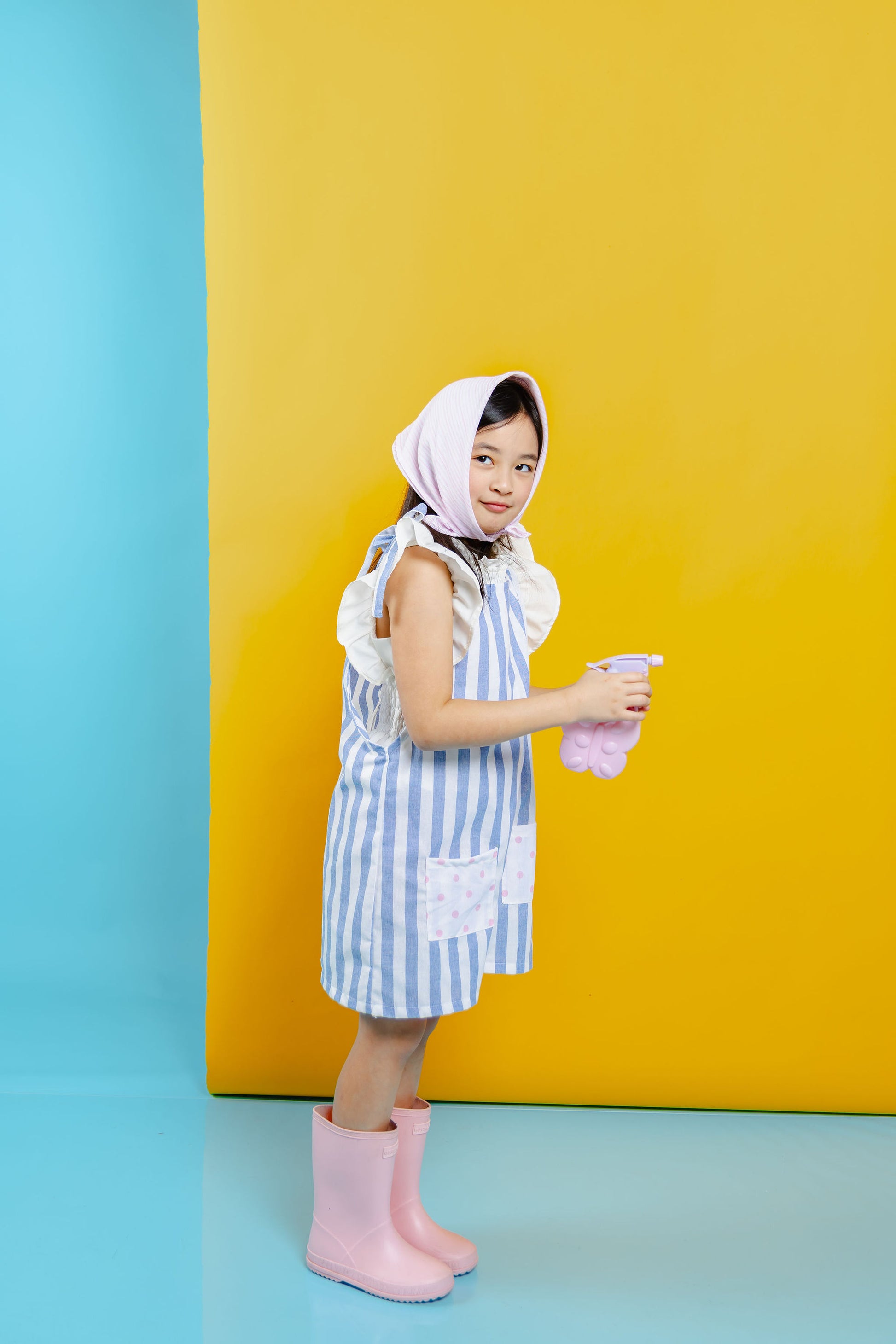 Laguna Jumpsuit in sky Blue Cabana with inner top and bandana