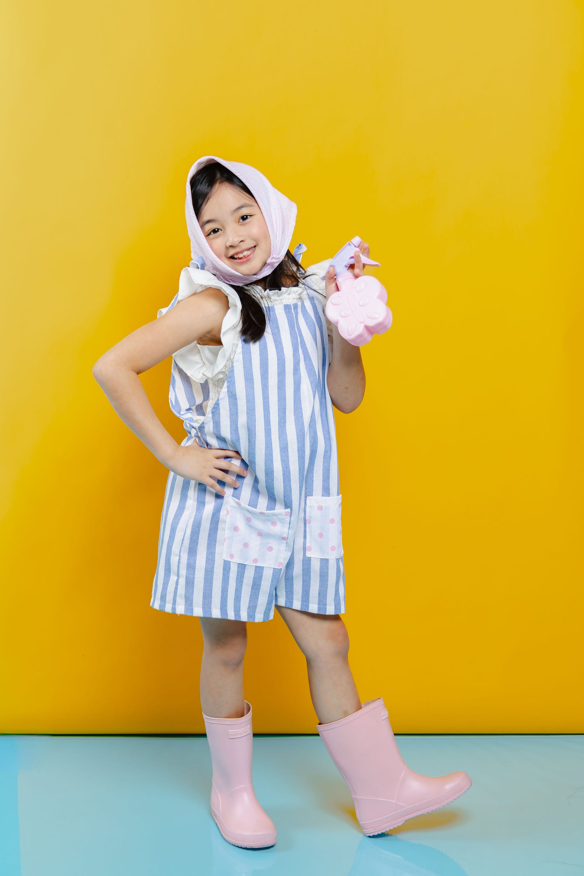 Laguna Jumpsuit in sky Blue Cabana with inner top and bandana