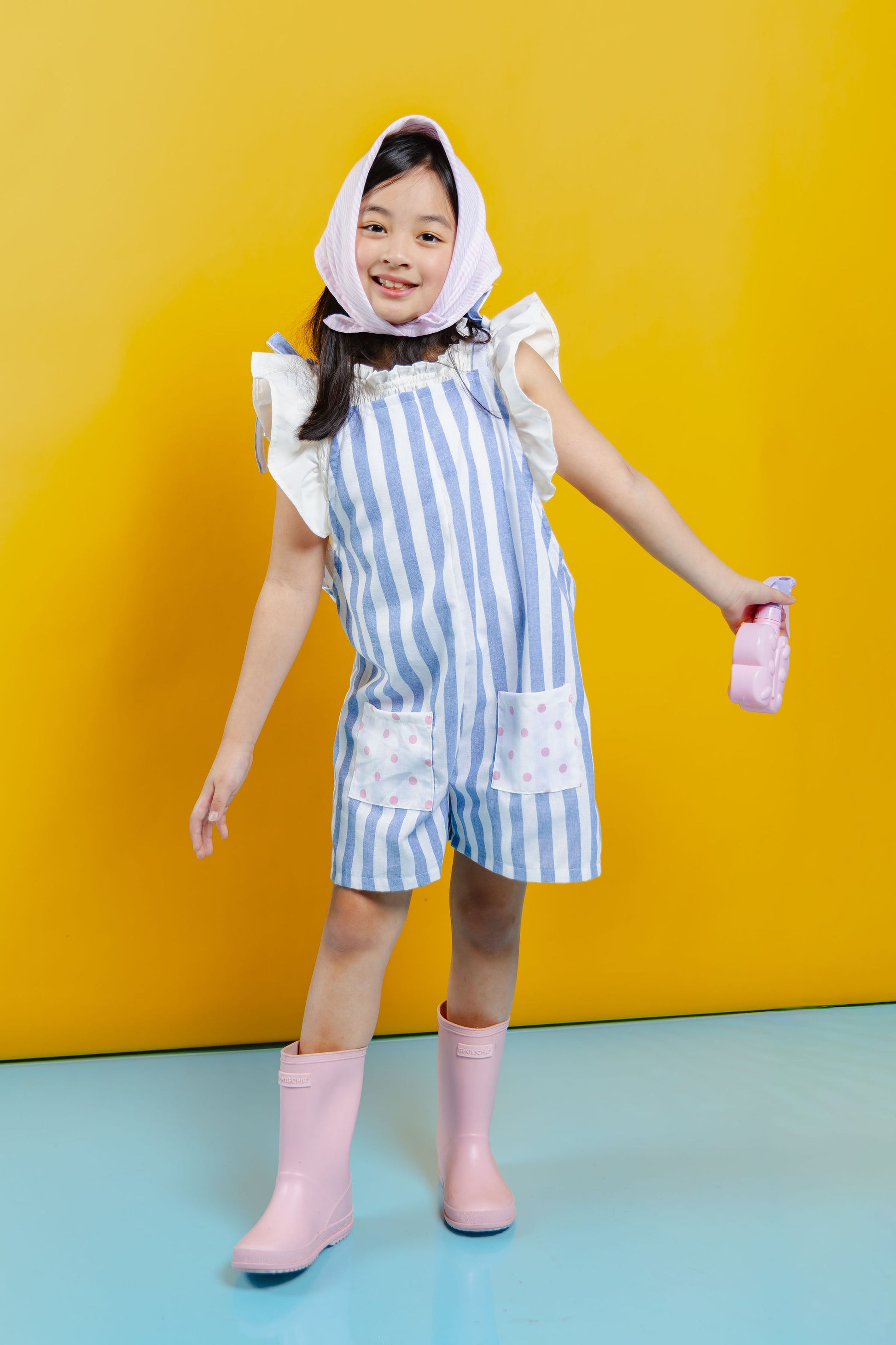 Laguna Jumpsuit in sky Blue Cabana with inner top and bandana