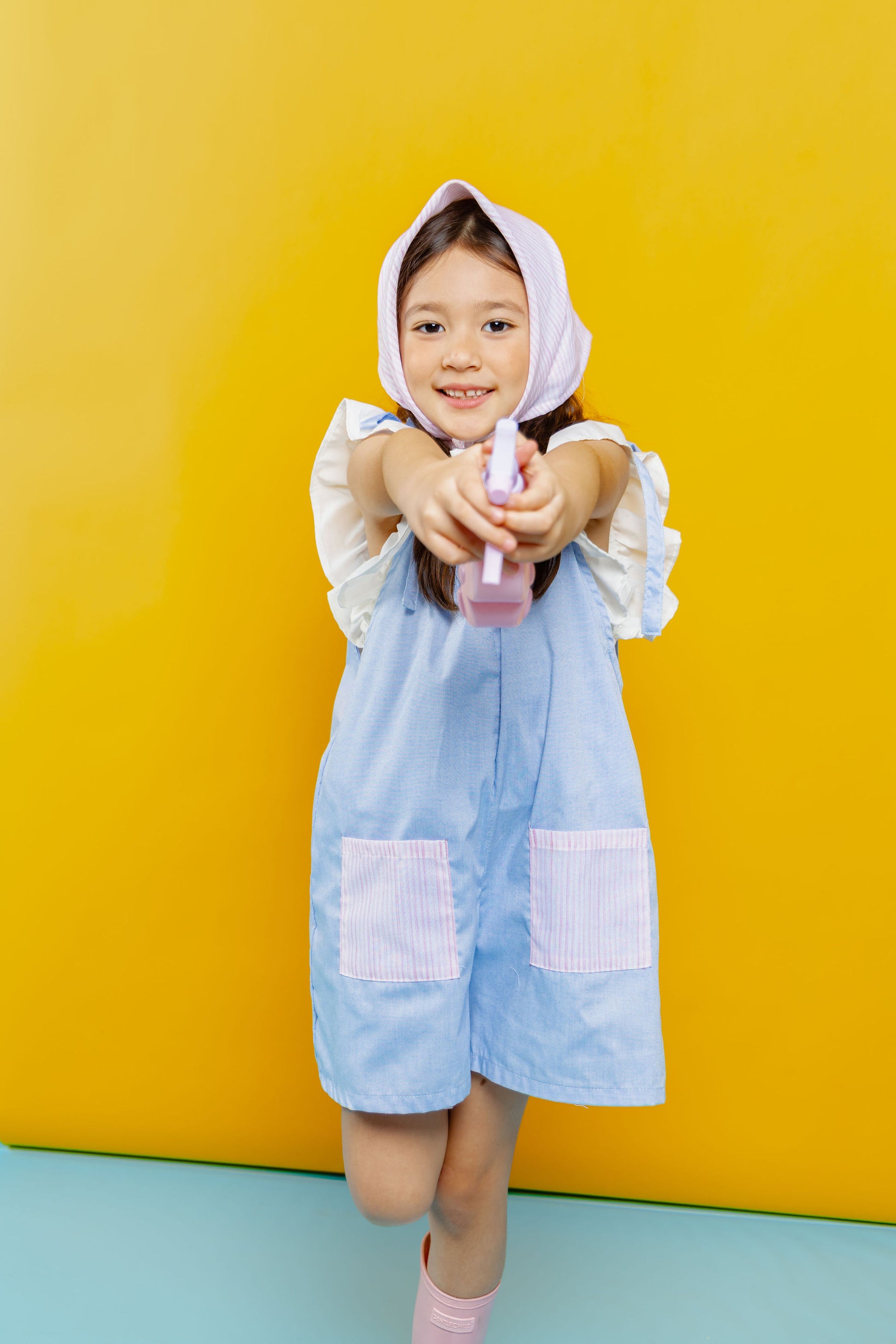 Laguna Jumpsuit in blue chambray with inner top and bandana
