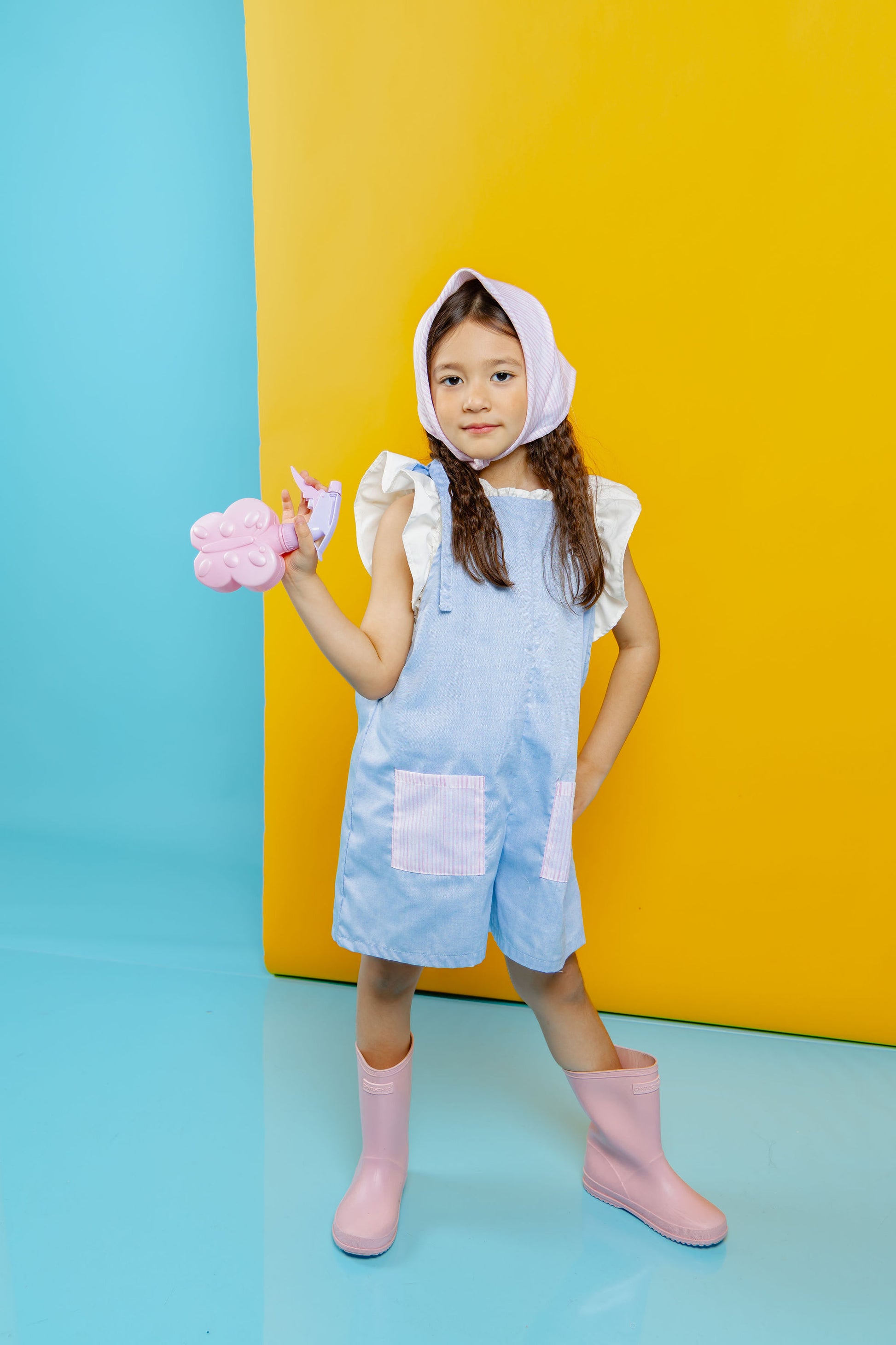 Laguna Jumpsuit in blue chambray with inner top and bandana