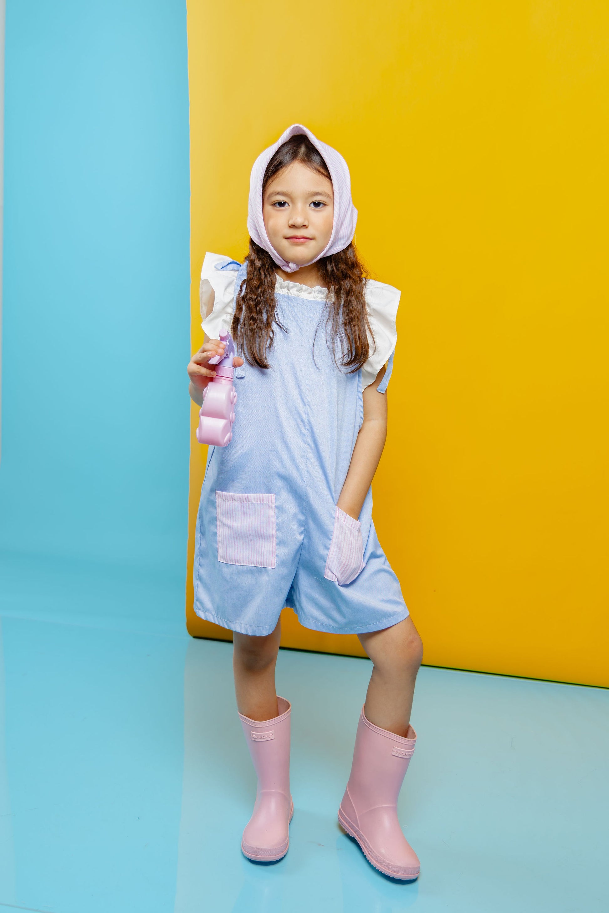 Laguna Jumpsuit in blue chambray with inner top and bandana