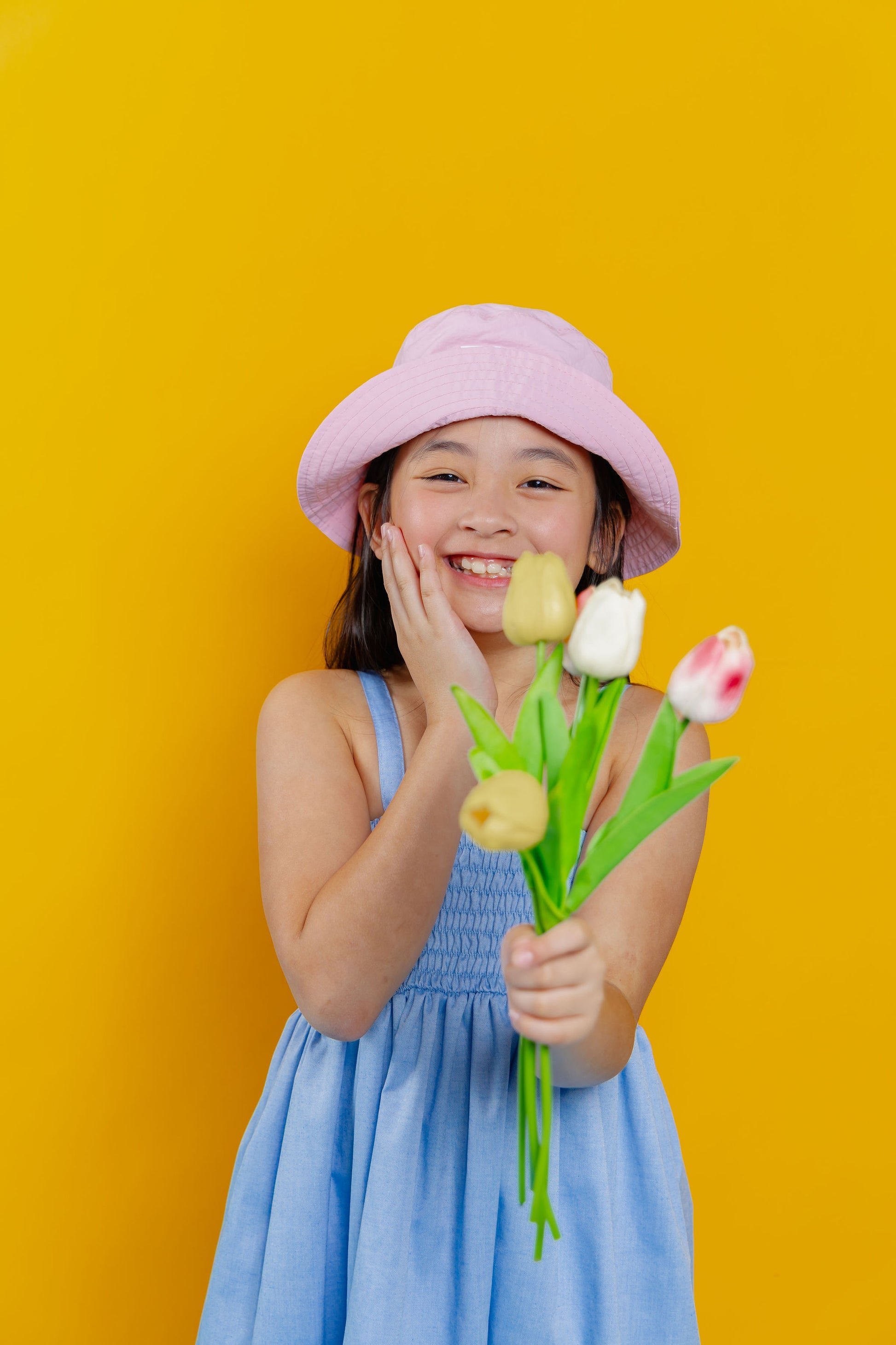 The Tropical dress with bandana in denim chambray