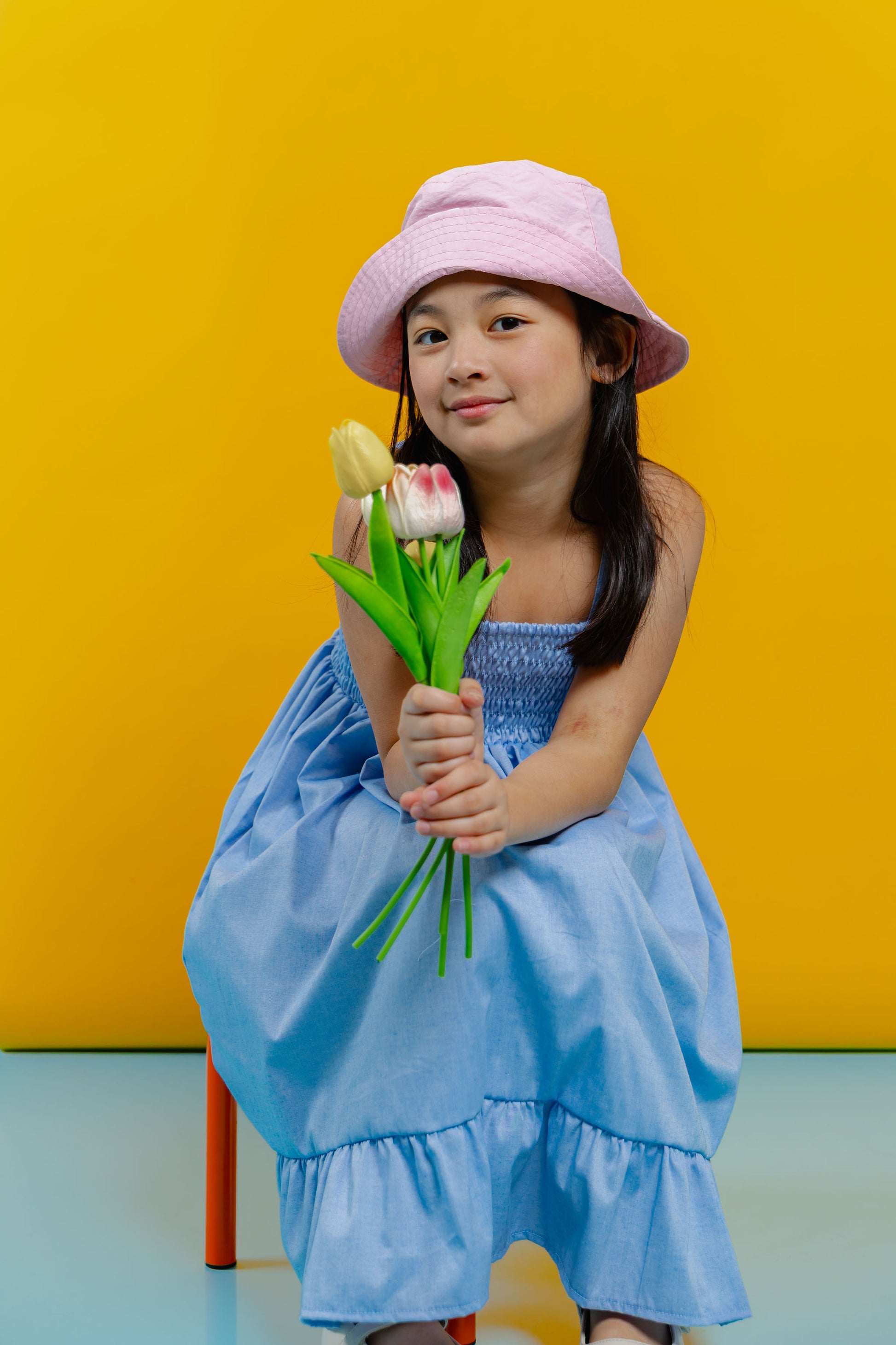 The Tropical dress with bandana in denim chambray